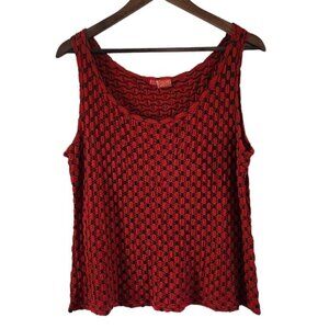 Tianello By Steve Barraza Red Textured Stretch Tank Top Shell Women L Made USA